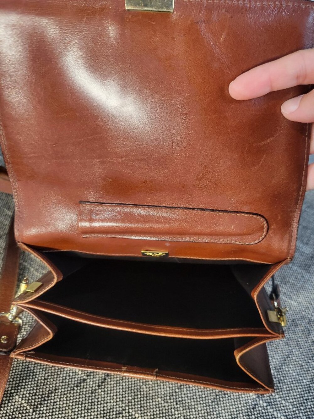 Vintage Lancel Paris Brown Leather Crossbody Shoulder Bag Made in Italy - Picture 8 of 12